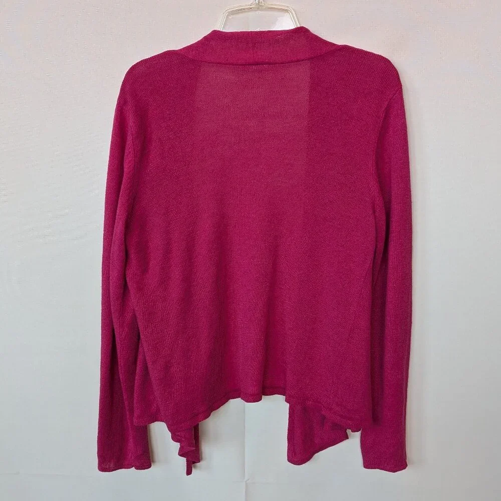 Eileen Fisher Linen Open Front Drape Cardigan - Picture 2 of 5